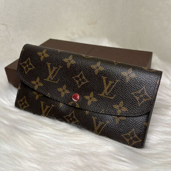 💯Authentic LOUIS VUITTON Monogram Emilie Wallet Red🍀 - Picture 3 of 15